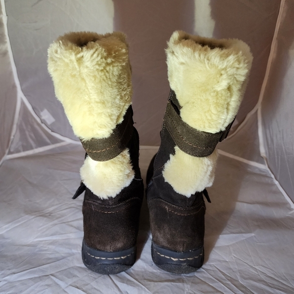 Earth Spirit Brown Leather Boot Faux Fur Women's Size 10 Zipper Buckle Furry EUC - Picture 6 of 14